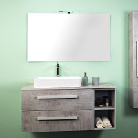 Mobile bagno sospeso con lavabo appoggio vano a giorno cm 120 Liriot Cemento chiaro grigio tortora