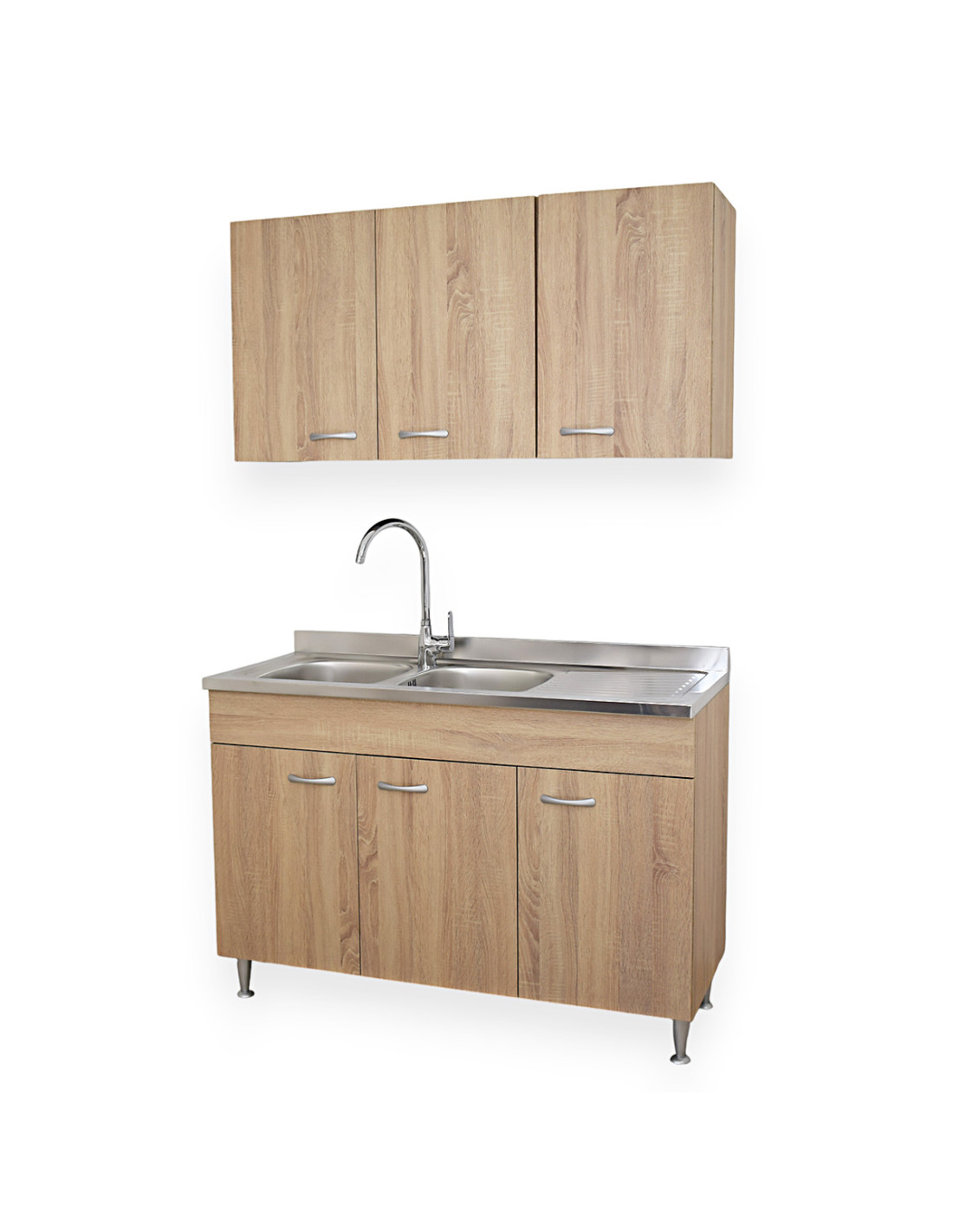 basic-mobile-cucina-120-cm-3-ante-pensile-scolapiatti-lavello-piano-dx-rovere-well