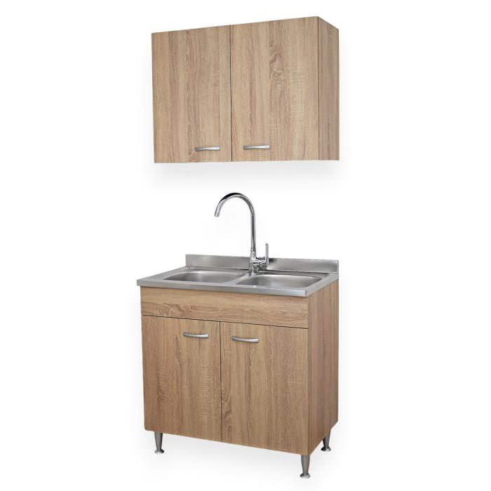 basic-mobile-cucina-80-cm-2-ante-lavello-2-vasche-scolapiatti-rovere