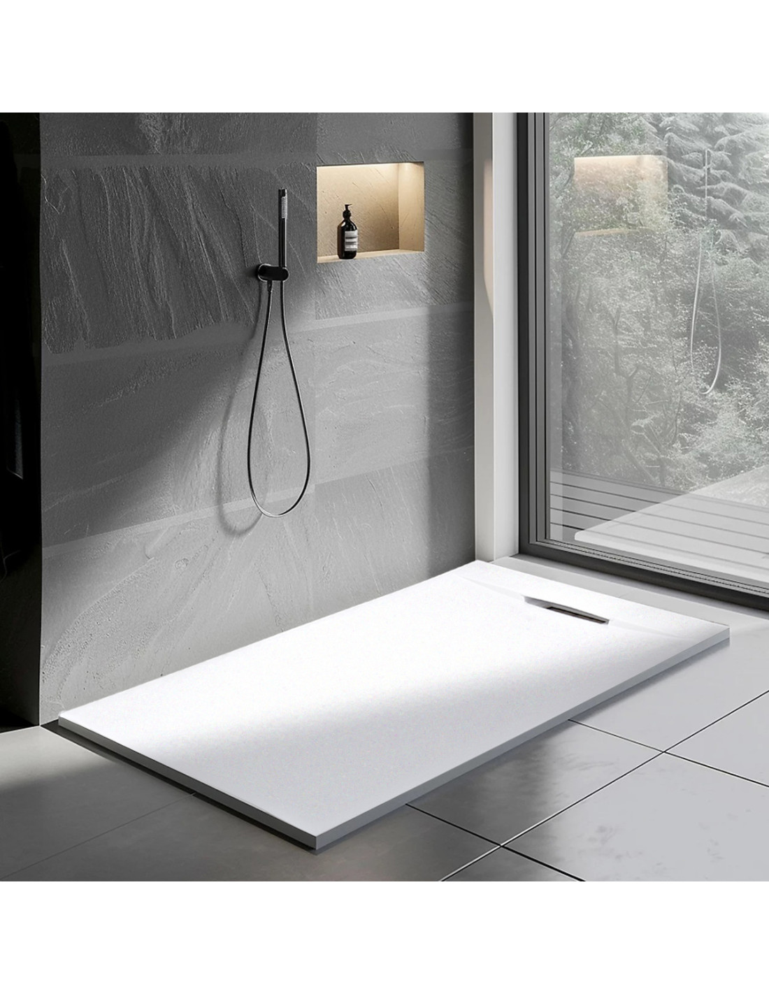 Piatto-doccia-rettangolare-in-marmoresina-h-2,5-cm-bianco-scarico-laterale-diverse-misure