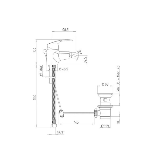 Miscelatori-bidet-bagno-in-ottone-cromo-con-scarico-made-in-Italy-ofelia