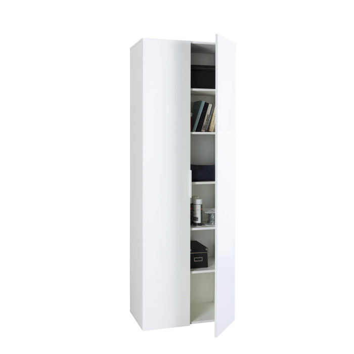 bambey-armadio-libreria-2-ante-5-ripiani-L69xP35xH200-cm-bianco-lucido