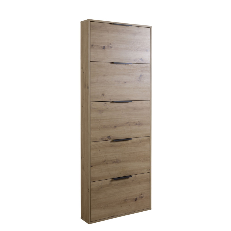 mobile-scarpiera-portascarpe-salvaspazio-5-ribalte-L65xP15xH174-rovere-artisan mobile-scarpiera-portascarpe-salvaspazio-5-ribalte-L65xP15xH174-rovere-artisan