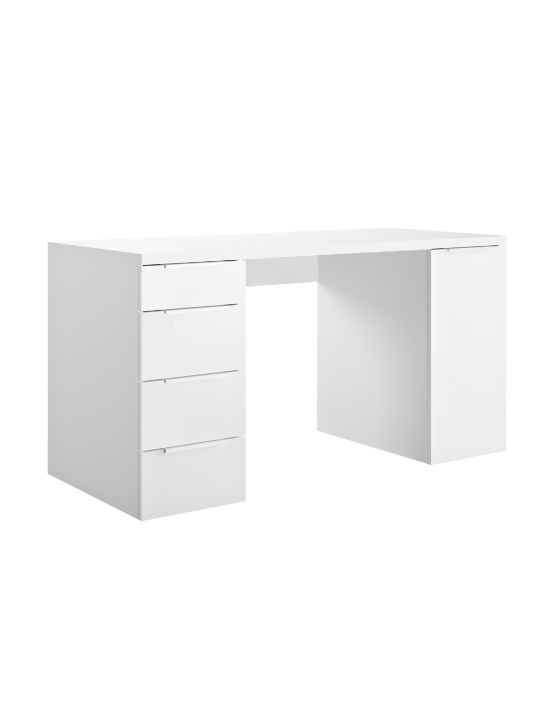 BAMBEY-Scrivania-4-cassetti-1-anta-L146-x-P60-x-H75-cm-cm-Bianco-Opaco