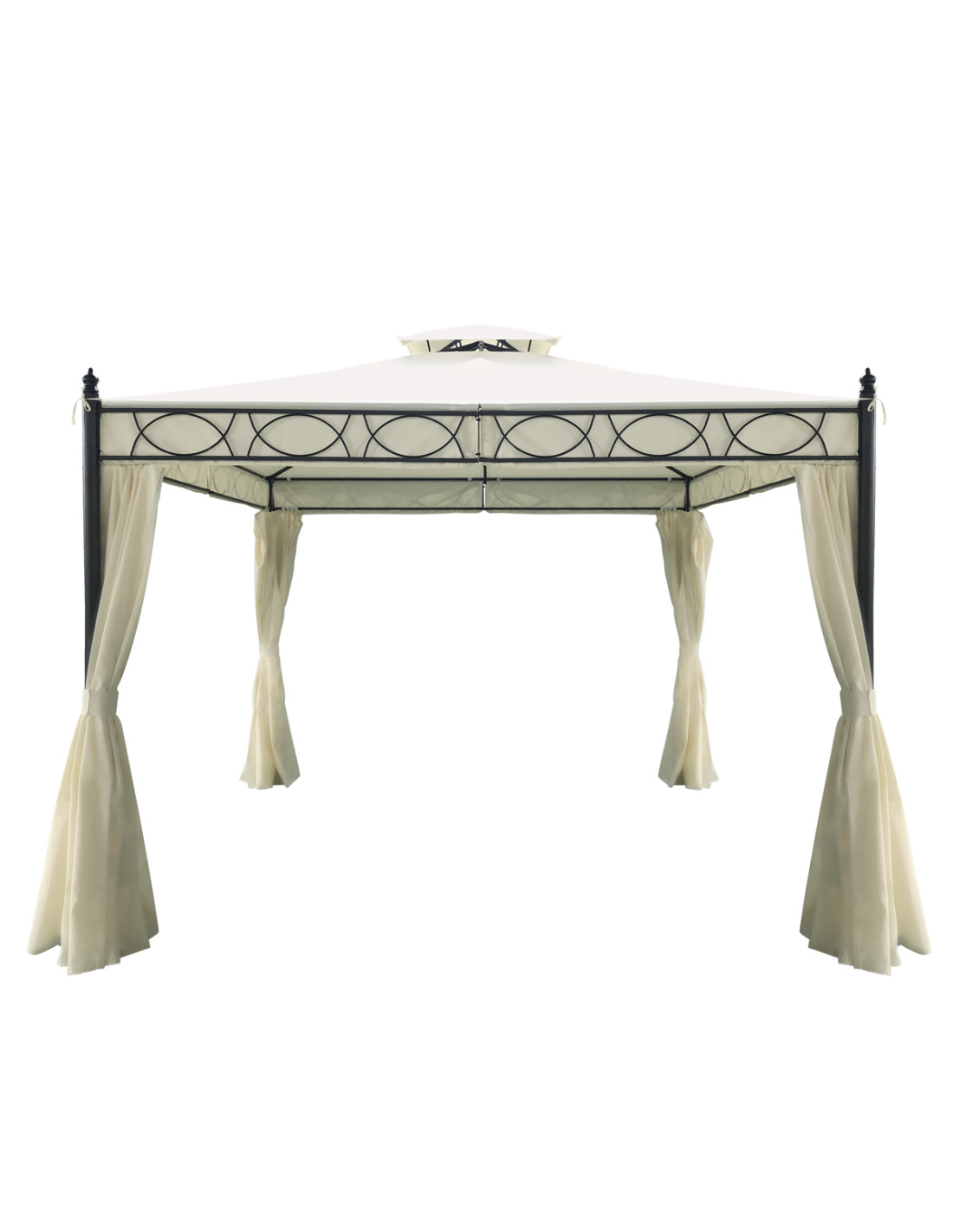 MANAUS-Gazebo-giardino-in-metallo-mt-3x3-h-2,70-con-copertura-e-tende-laterali-in-poliestere-crema
