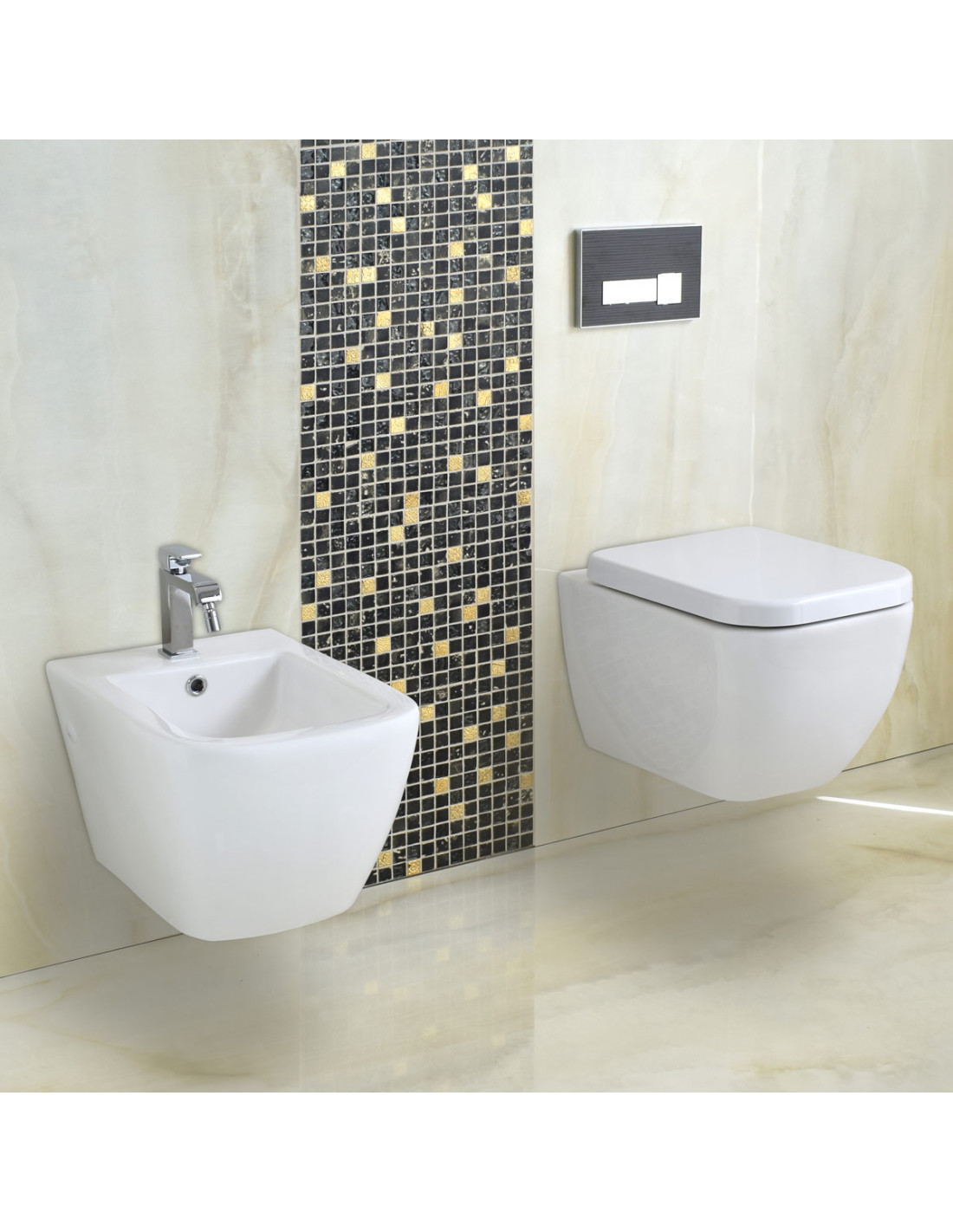 KLASS-Sanitari-sospesi-filomuro-vaso-con-bidet-sedile-soft-close-ceramica-bianco-lucido