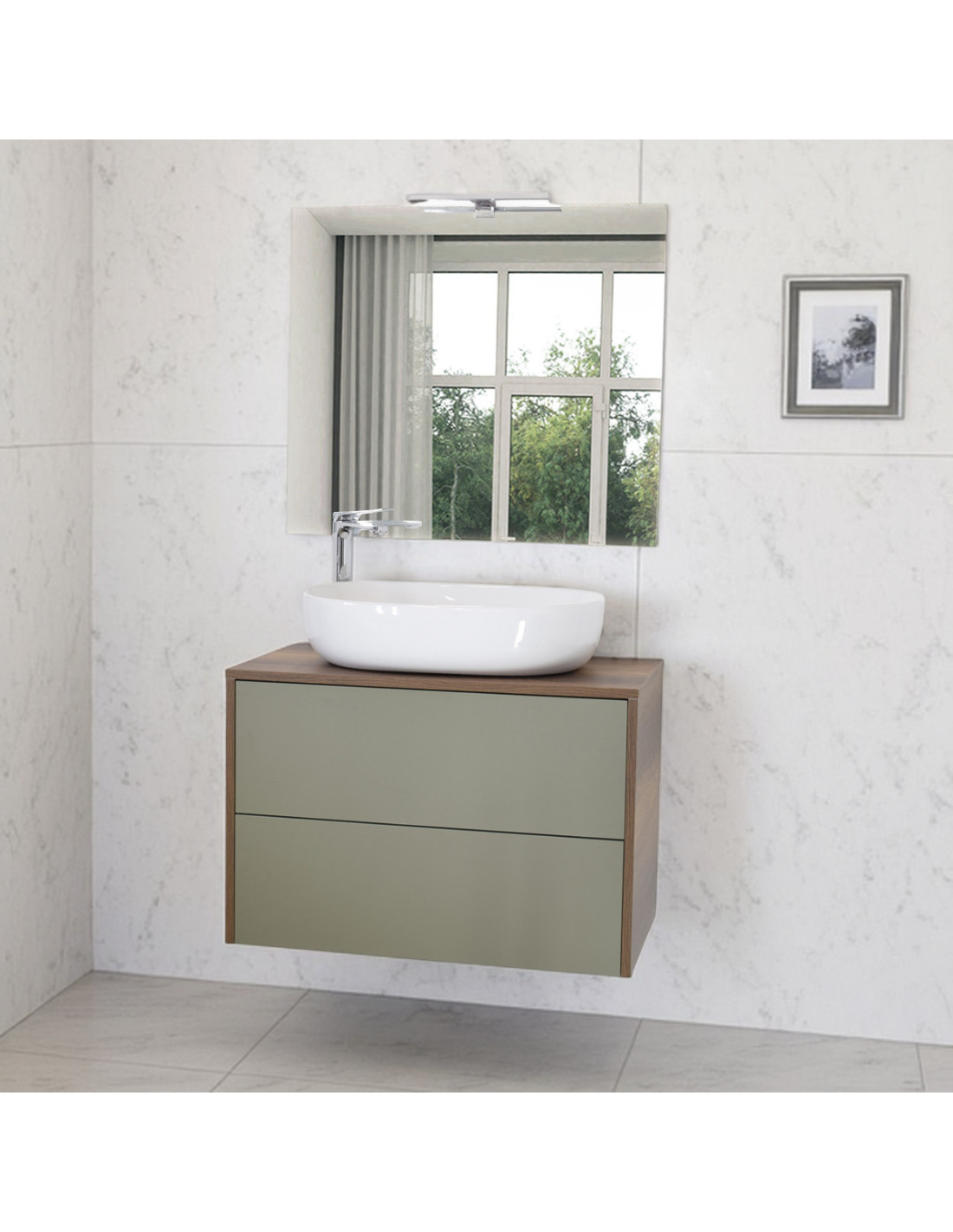 Mobile-bagno-sospeso-cm-100-apertura-push-lavabo-appoggio-specchio-luce-led-rovere-barok-verde-oliva