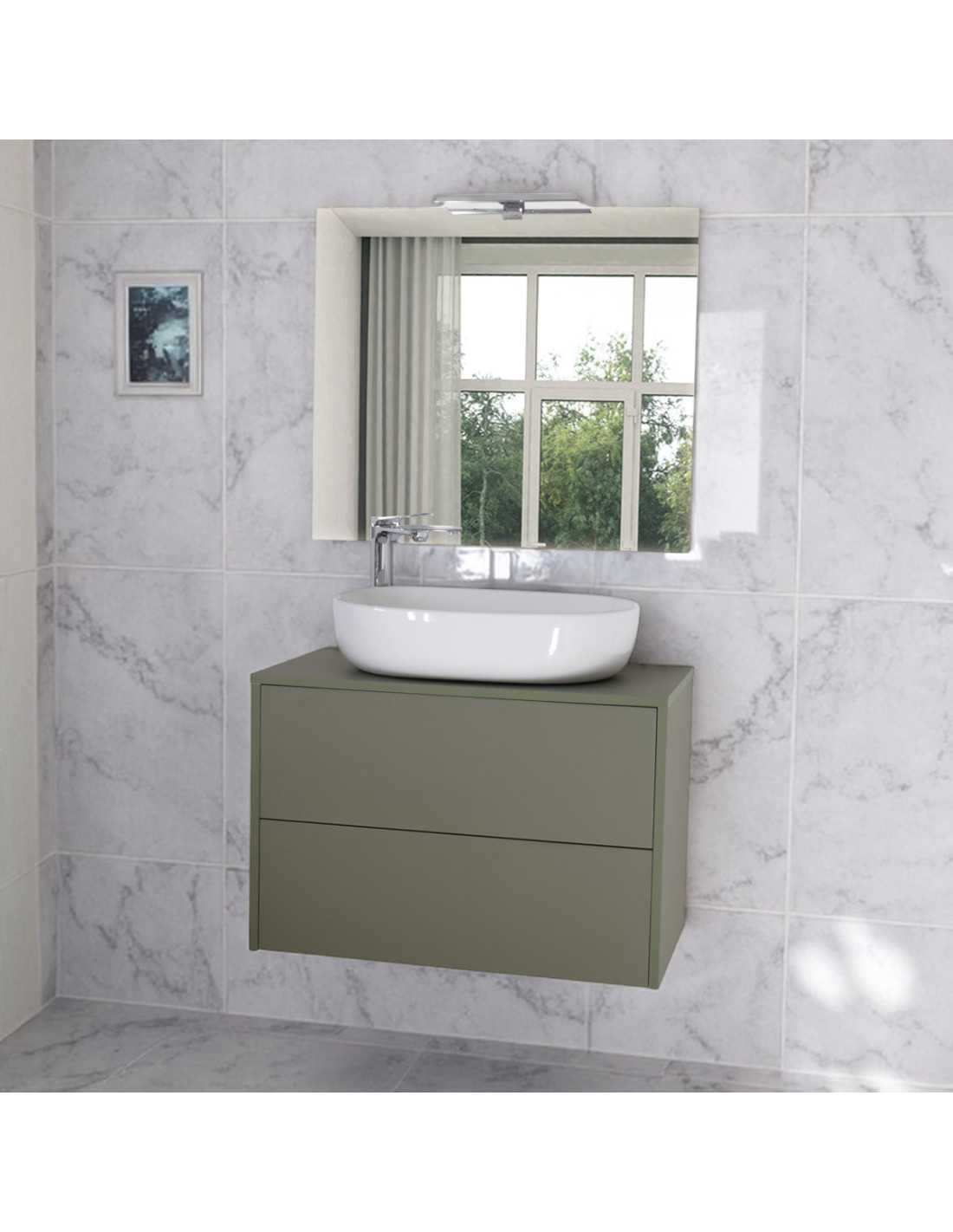 Mobile-bagno-sospeso-cm-100-apertura-push-lavabo-appoggio-specchio-luce-led-verde-oliva