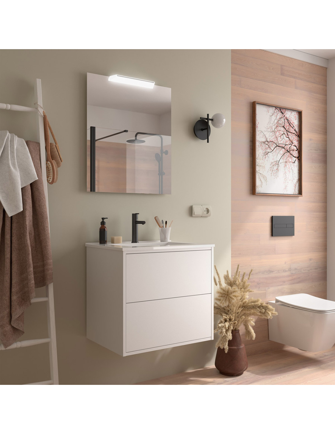 Mobile bagno sospeso apertura push cm. 60 phil bianco