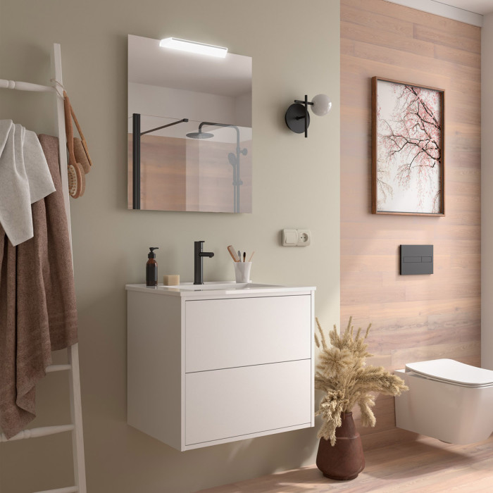 Mobile bagno sospeso cm. 80 mod. Optimus 800 Bianco Opaco