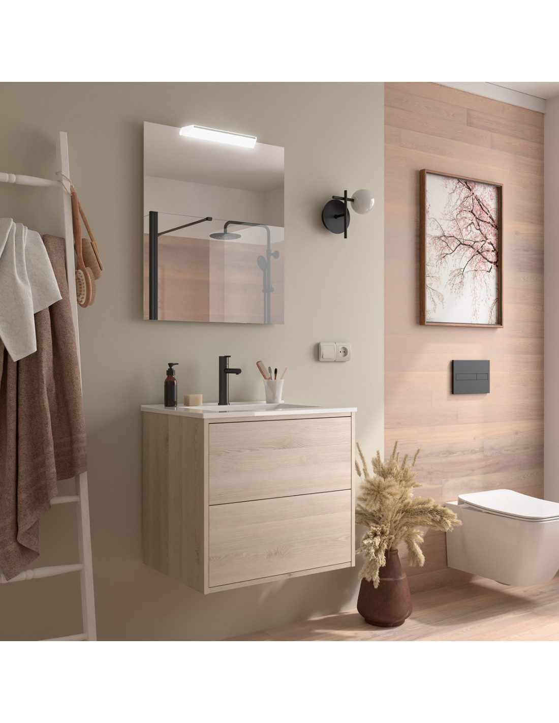 Mobile bagno sospeso apertura push cm. 100 phil naturale