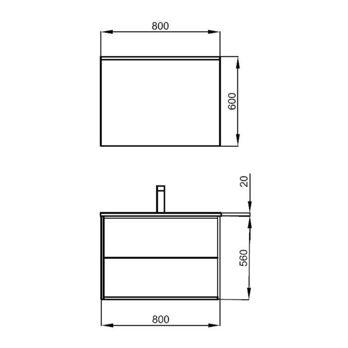 Mobile bagno sospeso apertura push cm. 80 phil nero opaco