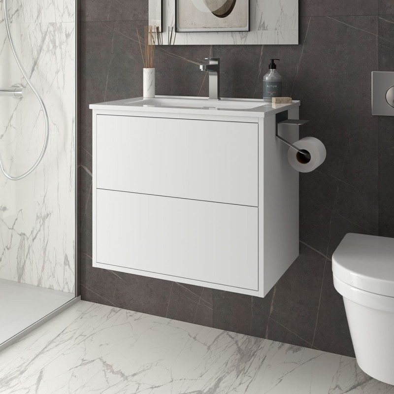Mobile bagno sospeso cm. 80 mod. Optimus 800 Bianco Opaco Mobile bagno sospeso cm. 80 mod. Optimus 800 Bianco Opaco