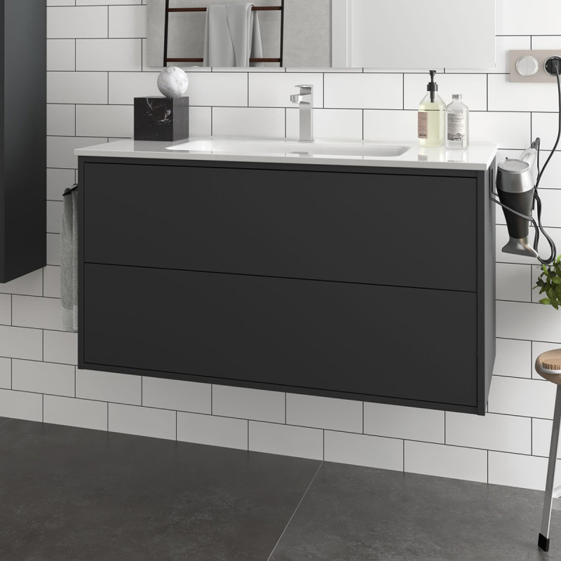 Mobile bagno sospeso apertura push cm. 100 phil nero Mobile bagno sospeso apertura push cm. 100 phil nero