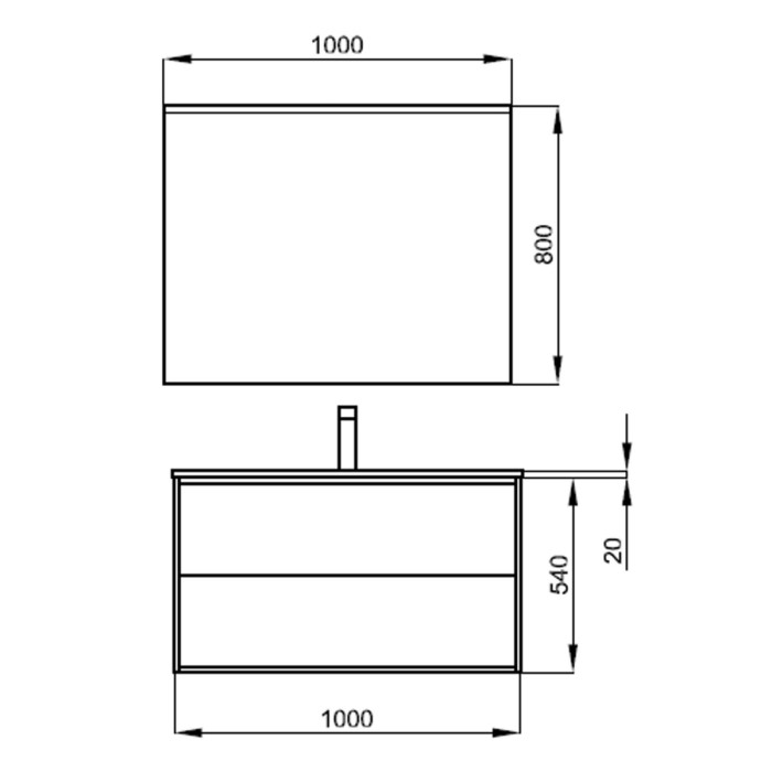Mobile bagno sospeso apertura push cm. 100 phil nero