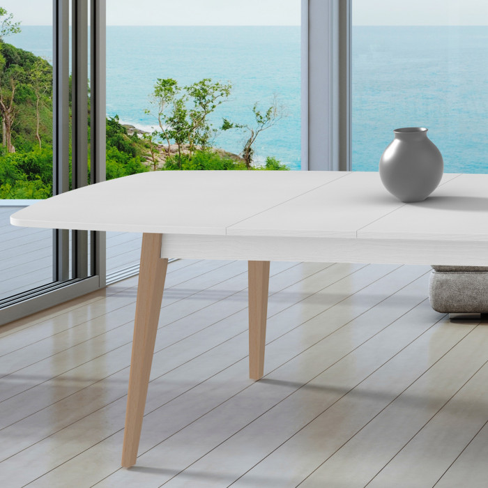 Tavolo ovale allungabile 160/240x90 cm MERCURIO Bianco frassinato/Naturale