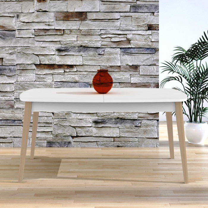 Tavolo ovale allungabile 160/240x90 cm MERCURIO Bianco frassinato/Naturale