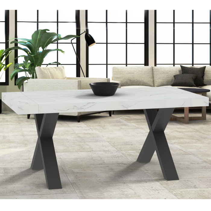 Tavolo rettangolare allungabile cm 160x80 e 180x90 XILON Bianco Michelangelo
