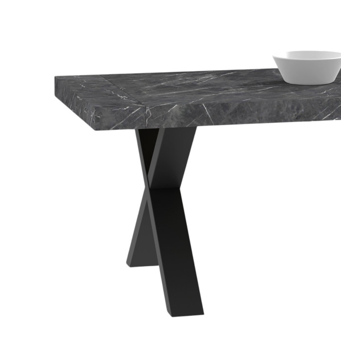 Tavolo soggiorno rettangolare 160 allungabile a 240 cm oliver marmo nero
