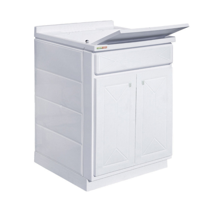 Mobile lavatoio lavapanni in resina cm 60x60 Lindol bianco