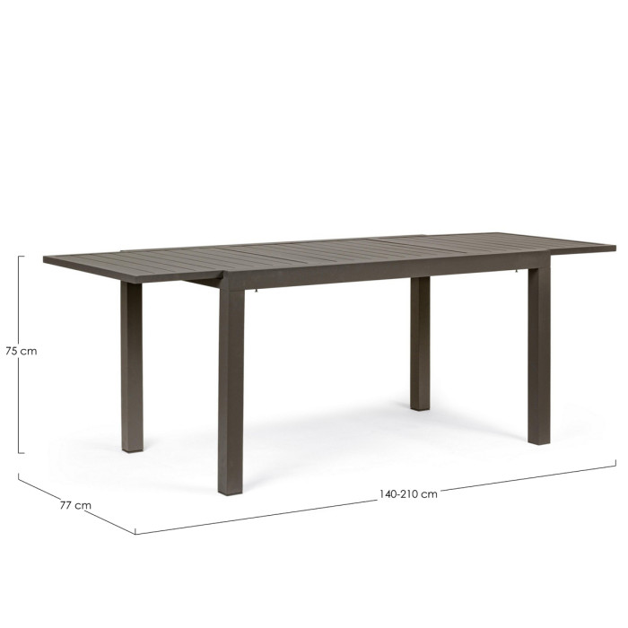 Tavolo-allungabile-alluminio L140/210xP77xH75-cm-Bizzotto-HILDE-HILL-coffee