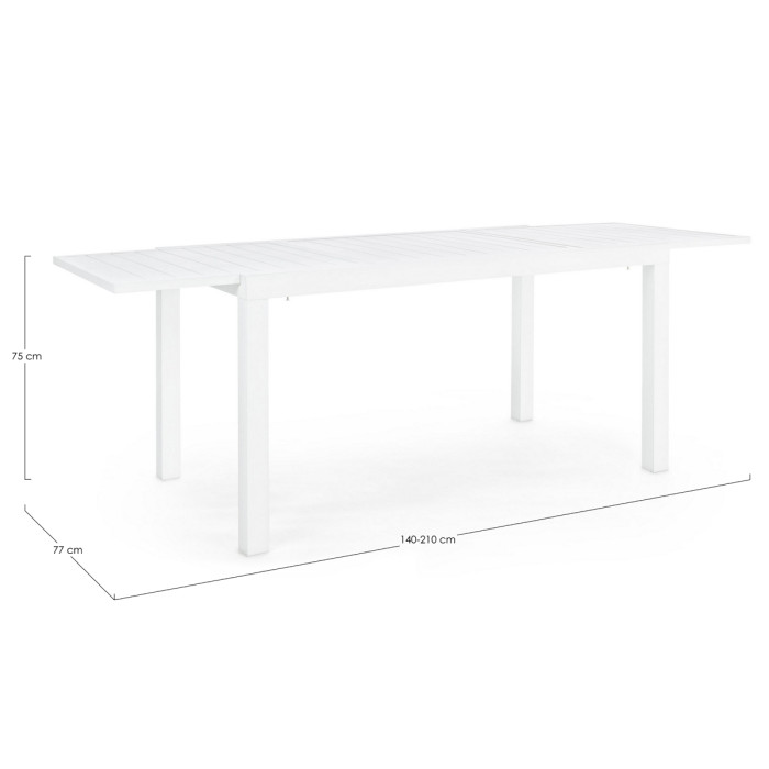 Tavolo-allungabile-alluminio L140/210xP77xH75-cm-Bizzotto-HILDE-HILL-bianco
