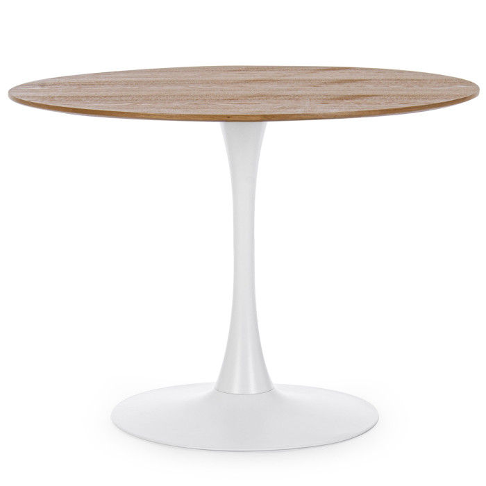 Tavolo pranzo tondo Ø 100 x h75 cm top in mdf  struttura in acciaio BLOOM Veneer Bianco