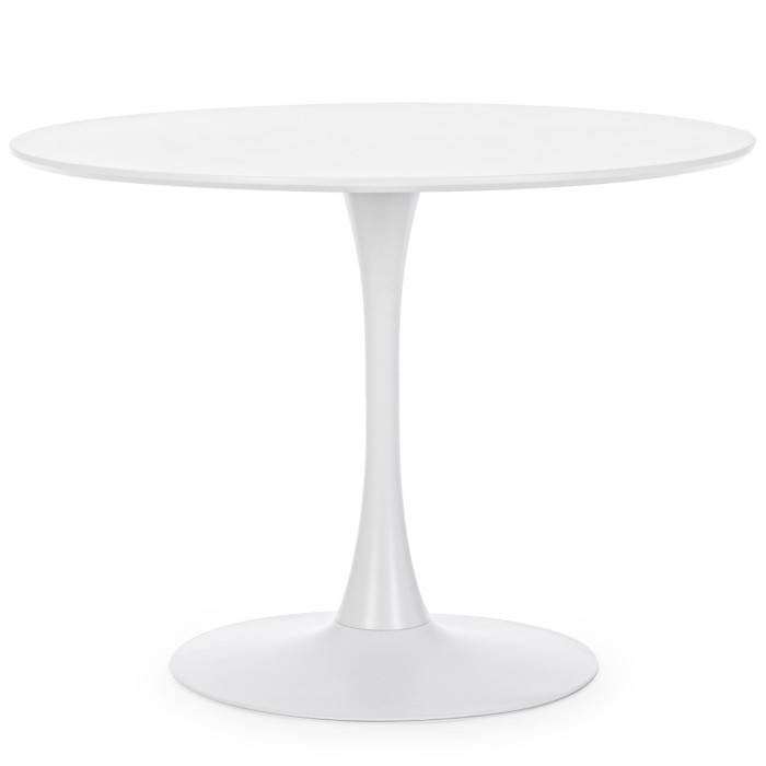 Tavolo pranzo tondo Ø 100 x h75 cm top in mdf  struttura in acciaio BLOOM Bianco