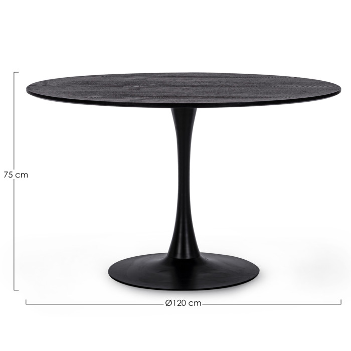 Tavolo pranzo tondo Ø 120 x h75 cm top in mdf  struttura in acciaio BLOOM Nero