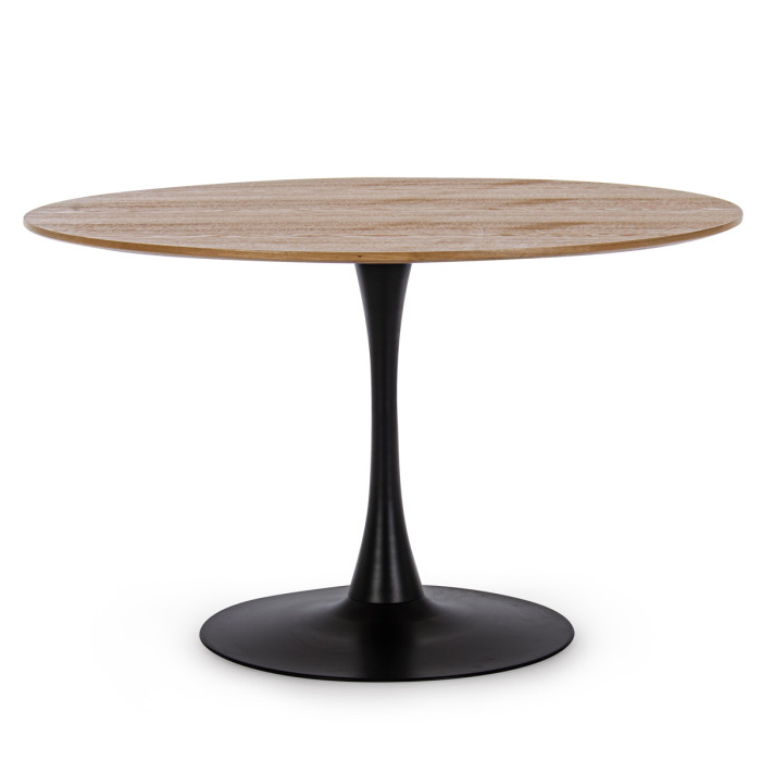 Tavolo pranzo tondo bloom Ø 120 x h75 cm top in mdf  rovere struttura in acciaio Nero