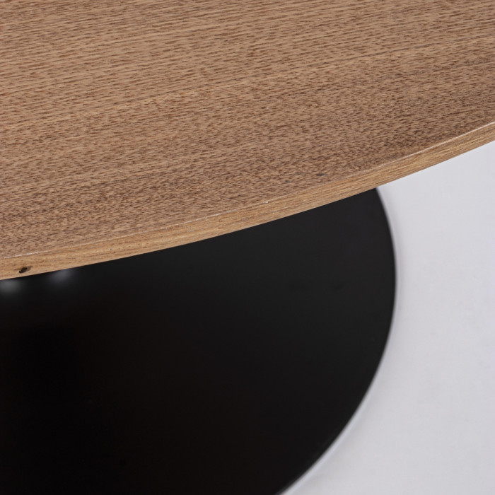 Tavolo pranzo tondo bloom Ø 120 x h75 cm top in mdf  rovere struttura in acciaio Nero