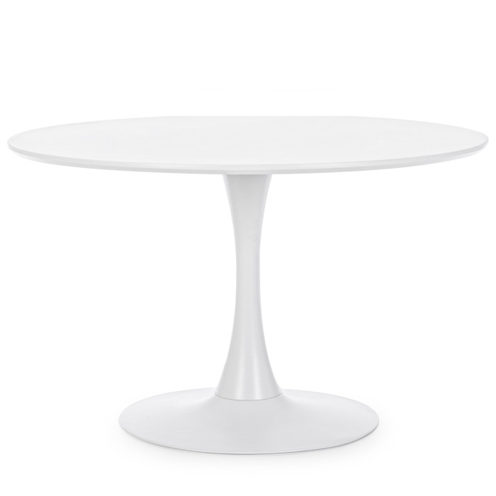 Tavolo pranzo tondo Ø 120 x h75 cm top in mdf  struttura in acciaio BLOOM Bianco