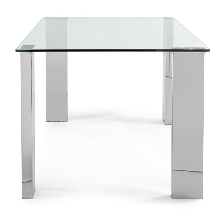 Tavolo pranzo scrivania in vetro 12 mm gambe in mdf cromo 160x90H75 cm ARLEY