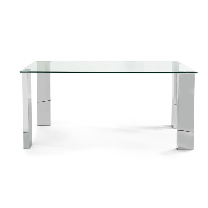 Tavolo pranzo scrivania in vetro 12 mm gambe in mdf cromo 160x90H75 cm ARLEY
