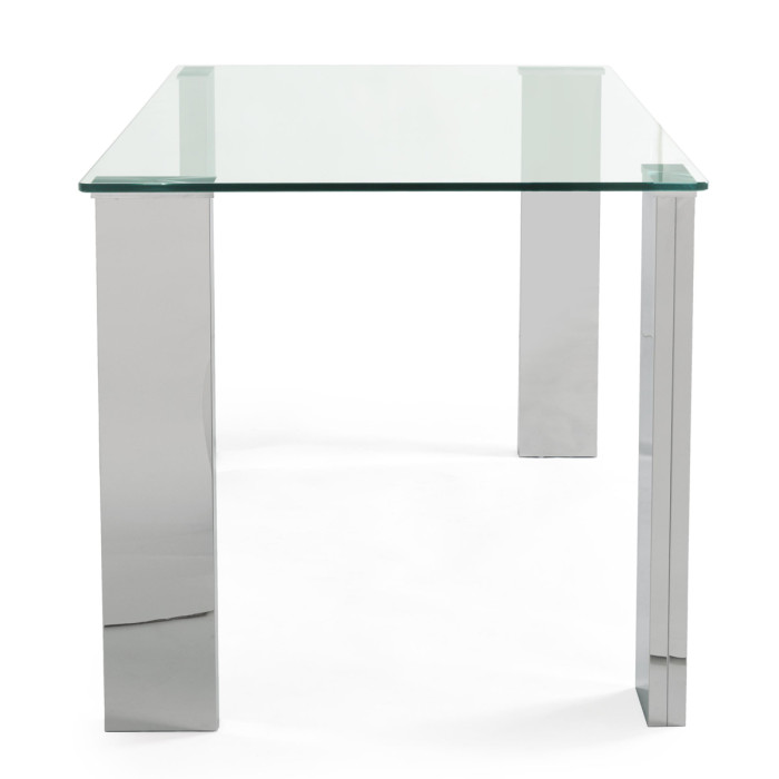 Tavolo pranzo scrivania in vetro 12 mm gambe in mdf cromo 140x80H75 cm ARLEY