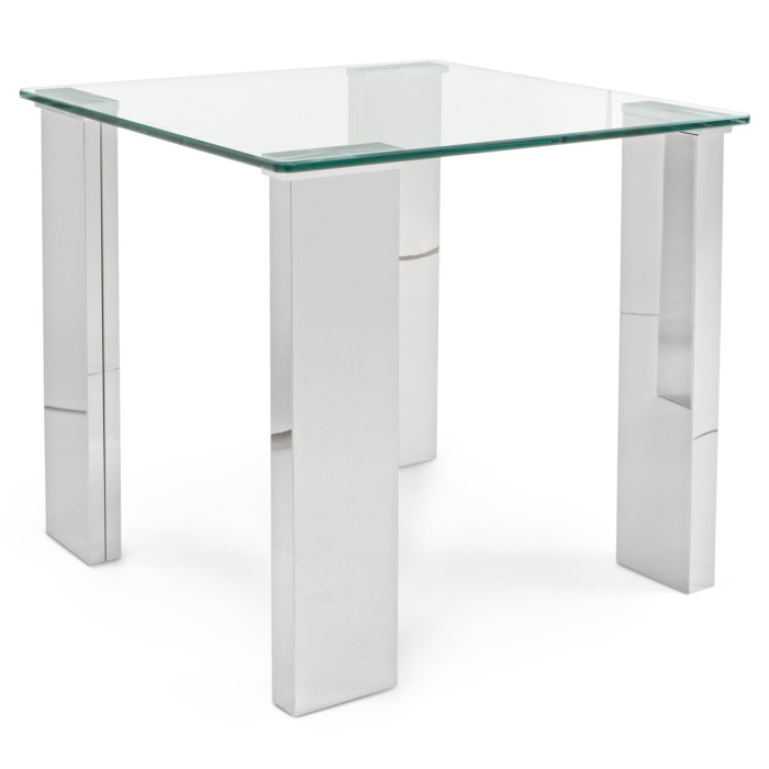 Tavolino quadrato vetro 12 mm struttura in mdf acciaio cromo cm L55xP55xH51 ARLEY