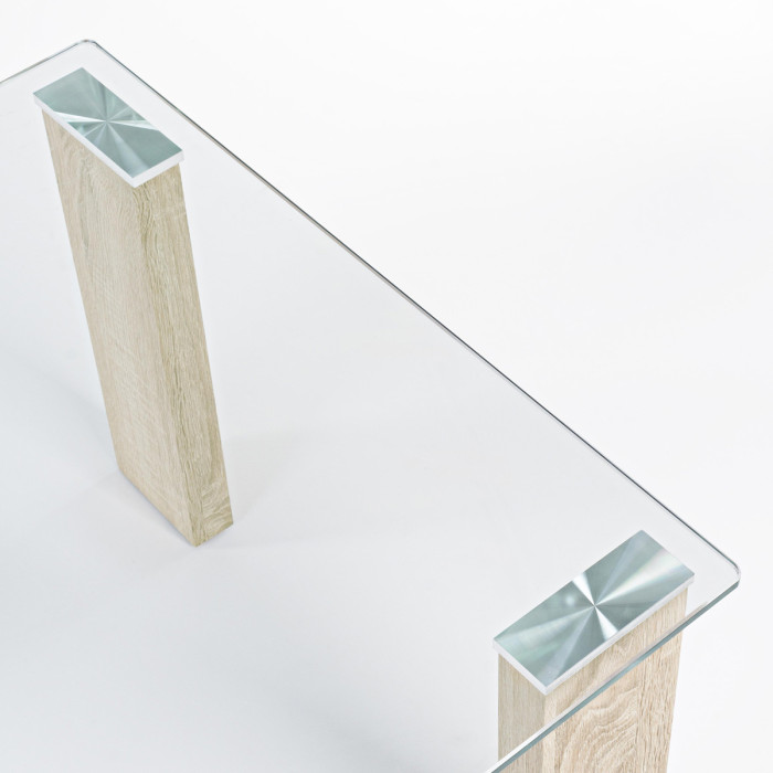 Tavolino quadrato vetro 12 mm struttura in mdf legno nature cm L55xP55xH51 ARLEY