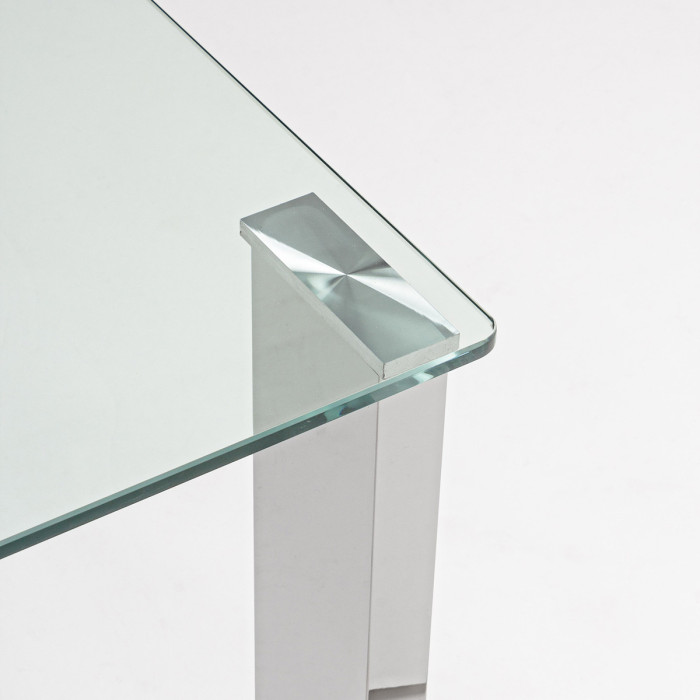 Tavolino rettangolare vetro 12 mm struttura in mdf acciaio cromo cm L120xP60xH45 ARLEY