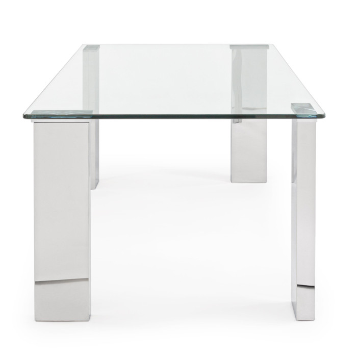 Tavolino rettangolare vetro 12 mm struttura in mdf acciaio cromo cm L120xP60xH45 ARLEY
