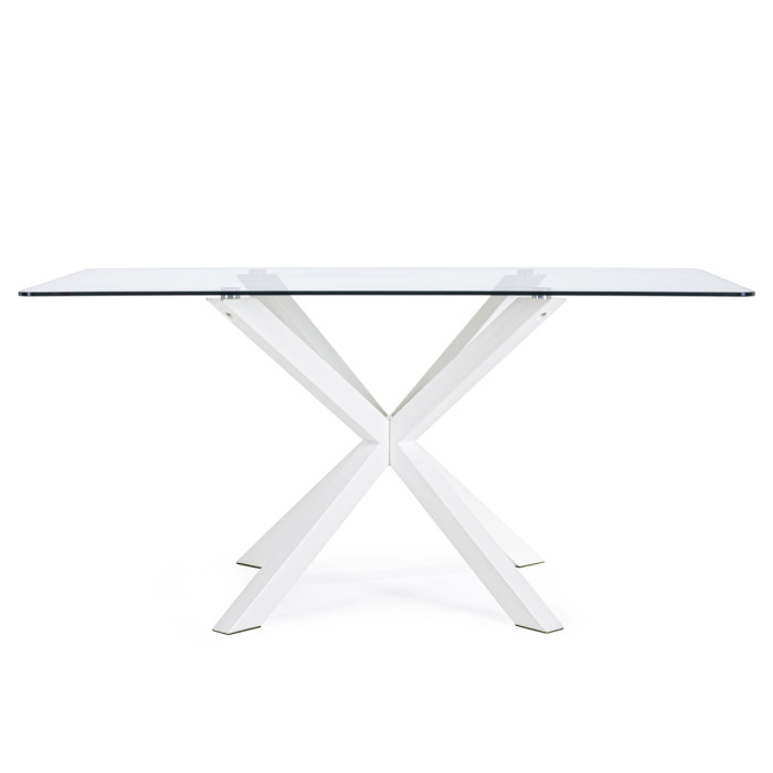 tavolo rettangolare May L160xP90xH76 cm piano in vetro struttura acciaio bianco
