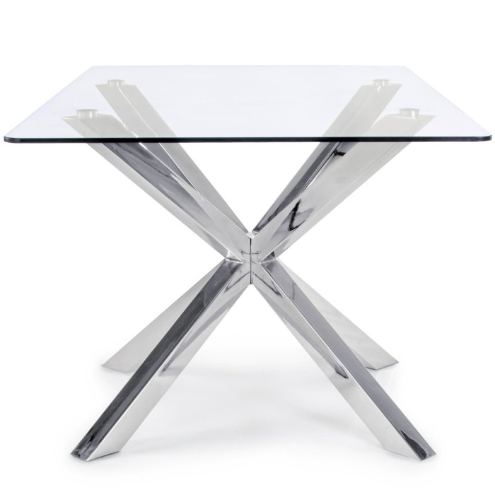 tavolo rettangolare May L160xP90xH76 cm piano in vetro struttura acciaio cromato