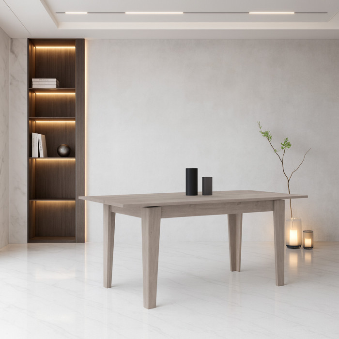 Tavolo cucina rettangolare allungabile in legno 110/150x70 cm liam olmo perla