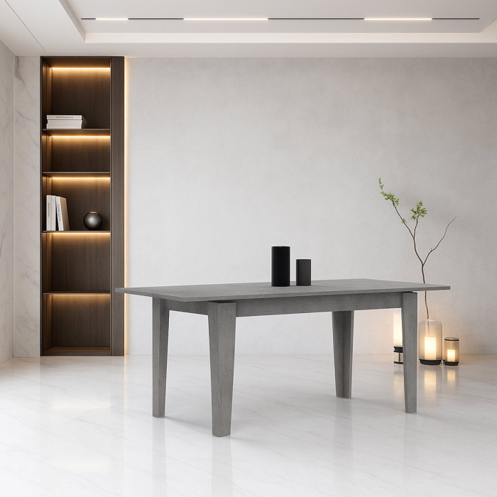 Tavolo cucina rettangolare allungabile in legno 110/150x70 cm liam effetto cemento