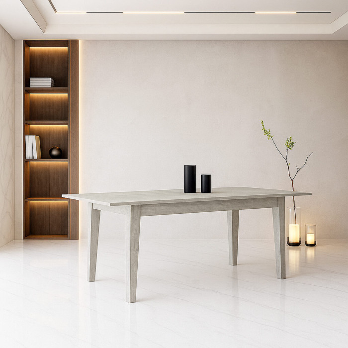 Tavolo cucina rettangolare allungabile in legno 110/150x70 cm liam olmo sbiancato