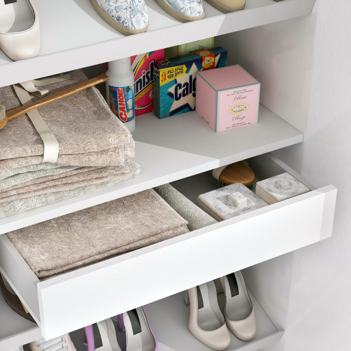 Scarpiera armadio 2 ante texture 3d 6 ripiani L73xP35xH195 cm COMPOS Bianco