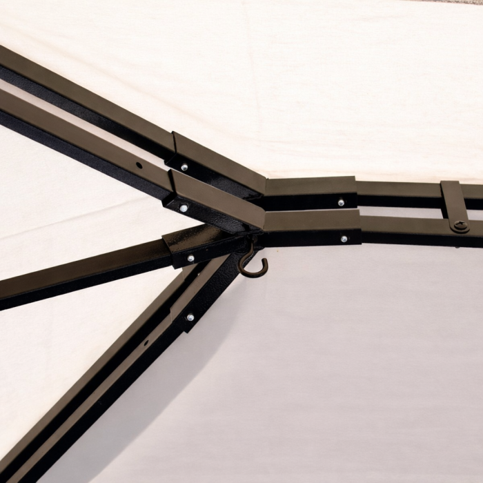 gazebo in alluminio-fortaleza-3x3-con-zanzariere-camino-antivento-beige