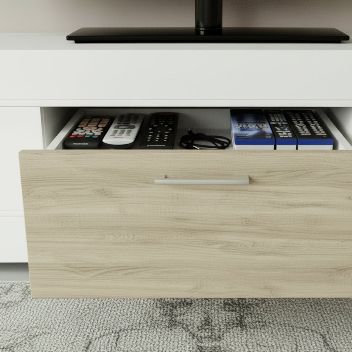 Mobile porta tv moderno L185xP40xH41Rovere gray e Bianco