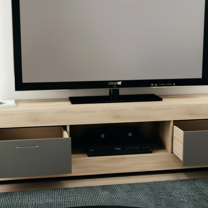 Mobile porta tv moderno L185 x P40 x H41 Rovere Natural-Antracite