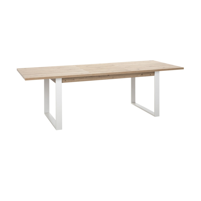 Tavolo allungabile in legno e gambe metallo bianco cm 180/240x91 CAPTUR Rovere artisan