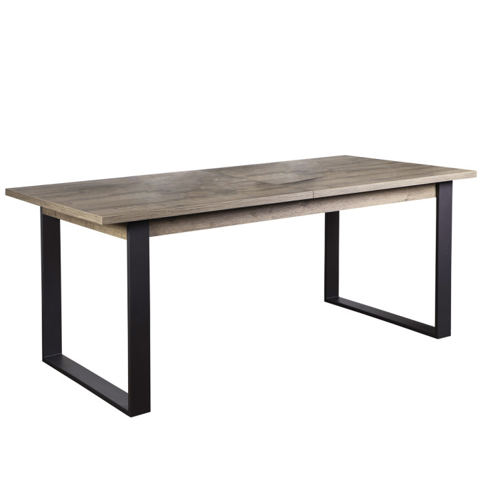 Tavolo allungabile in legno e gambe metallo Antracite cm 180/240x91 INDUS Rovere aged